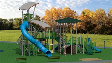 View of large blue tube slide