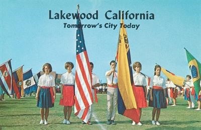 Teens in the 1950s holding flags of the Americas