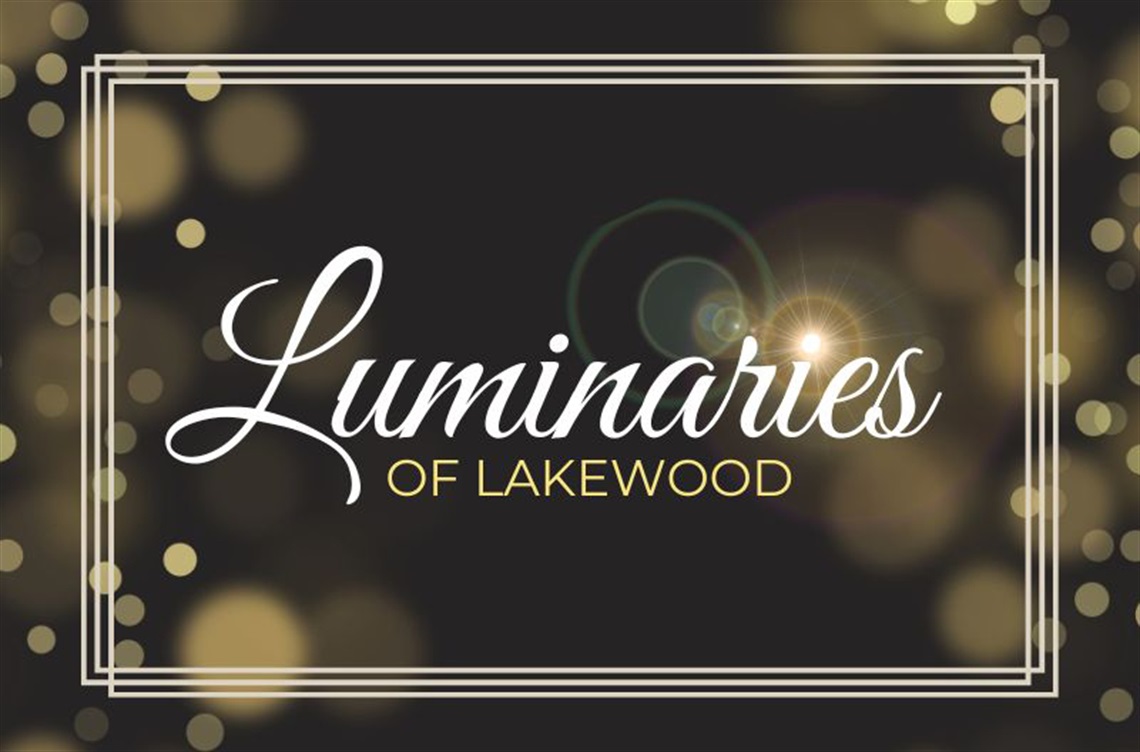 Luminaries of Lakewood white text on dark background