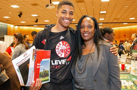 Mom and son at College Fair