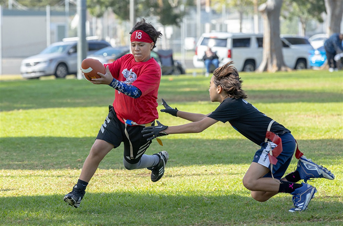 Kids playing flag football