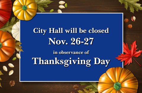 City Hall closed on Thanksgiving