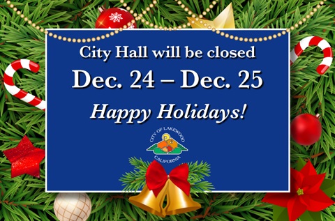 City Hall closed Dec 24-25