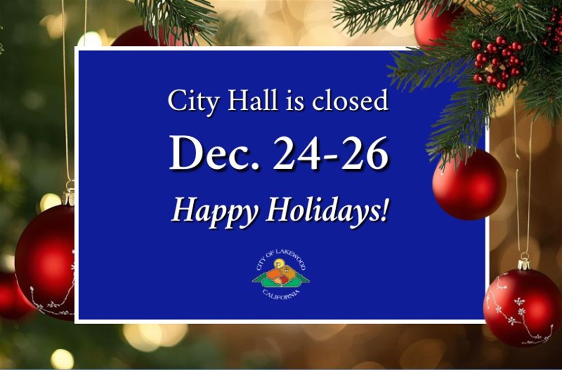 City Hall closed Dec 24-26