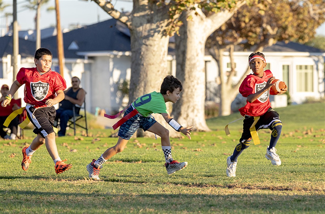 Kids playing flag football
