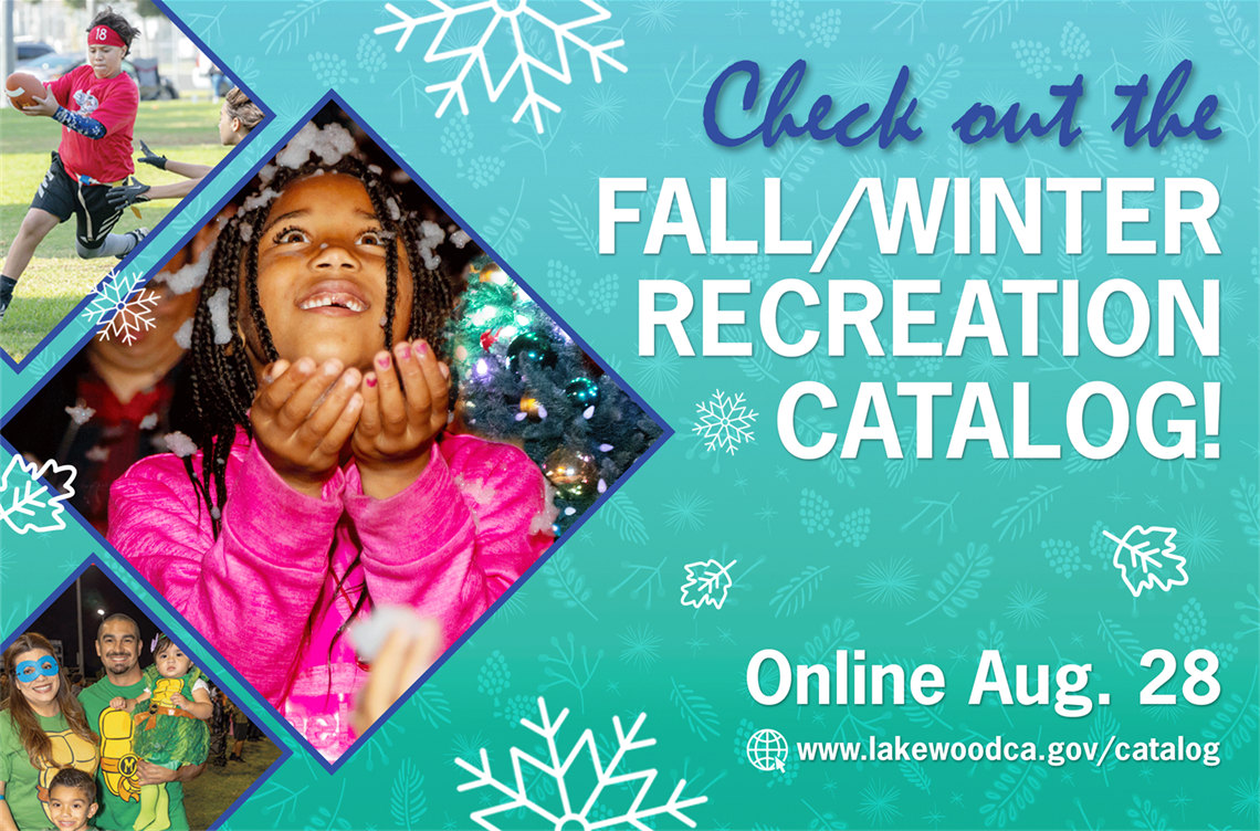 Blue background with snowflakes and photo of child at tree lighting event