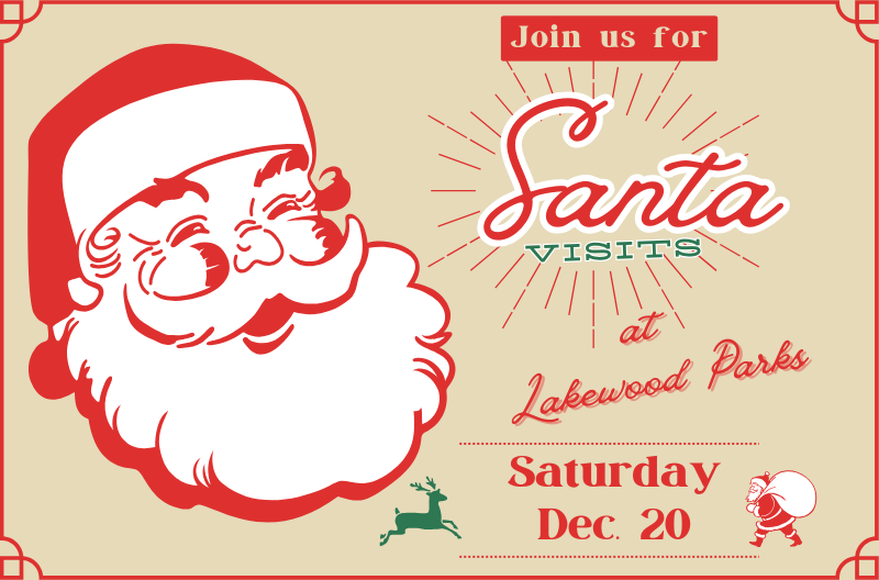 Vintage cheery Santa Claus face with text Santa Visits Dec 20