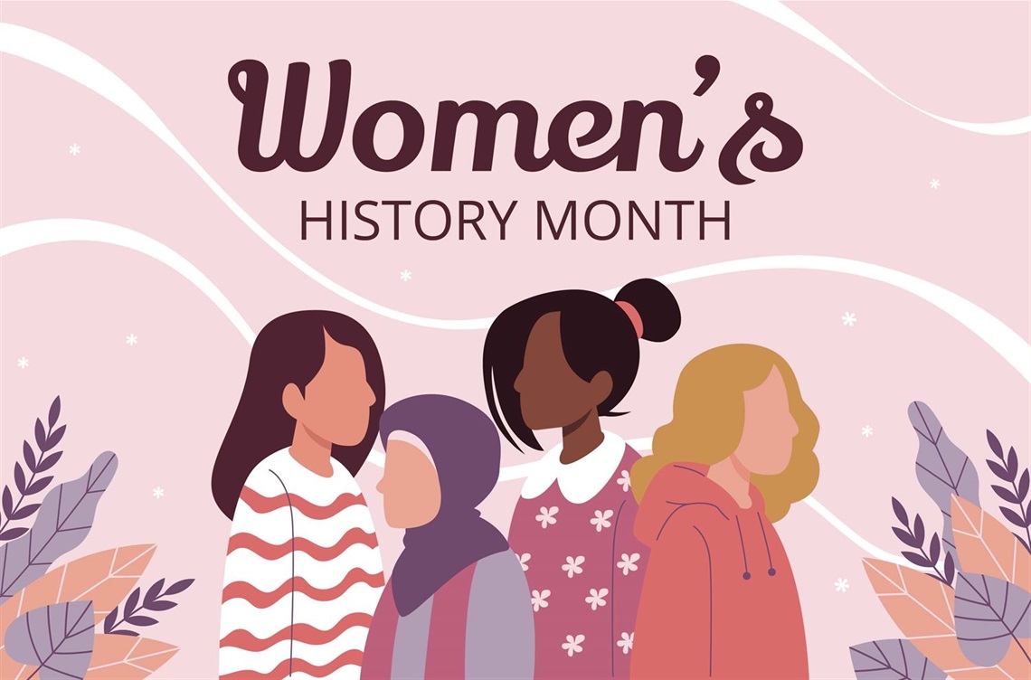 Women's History Month with stylized diverse women